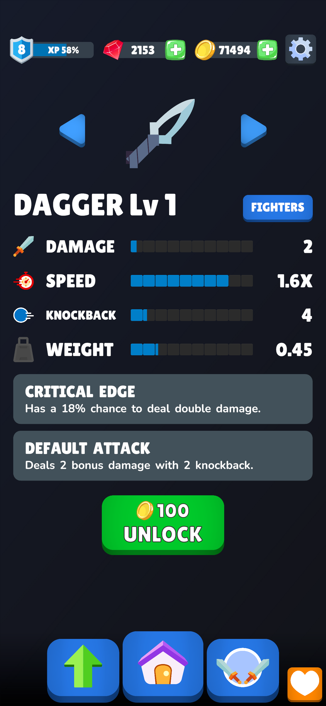 Clanker Arena weapon selection screen